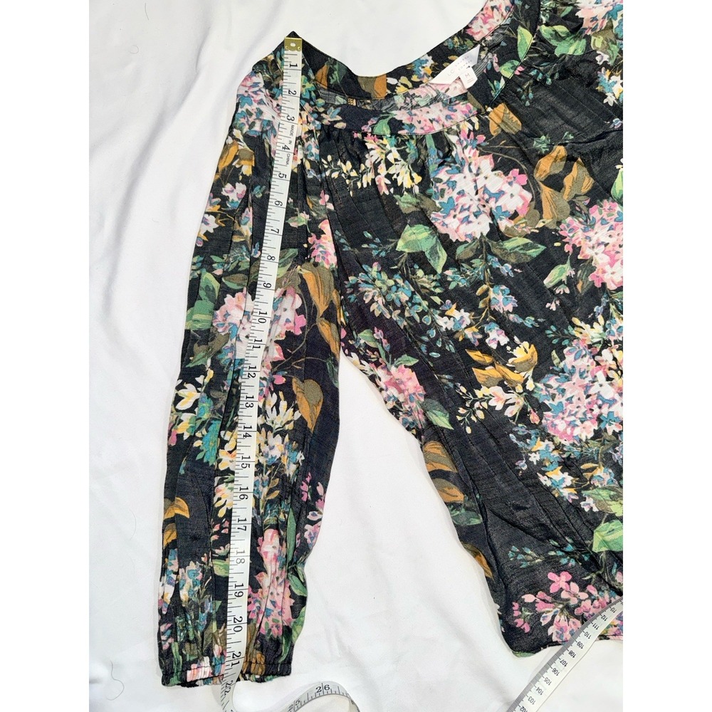 Lauren Conrad Womens Top Medium Floral Pleated Blouse Multicolor 3/4 Sleeve - Picture 7 of 10